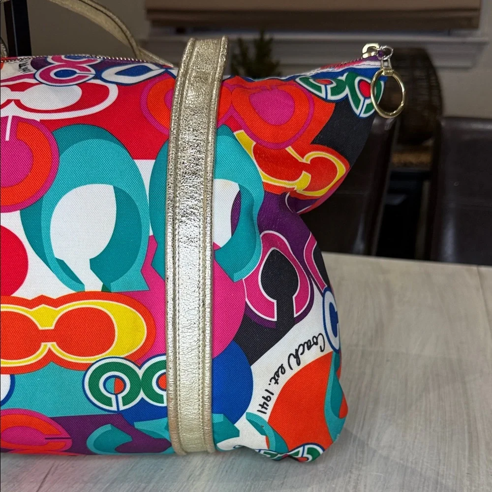 Coach Poppy Graffiti Glam C Multicolor Tote with Gold Handles EUC